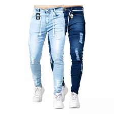 Calça Jeans Masculina Rasgada Jogger Lycra Destroyed Skynny 