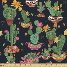 Tela Con Estampado De Cactus Por Ambesonne De The Yard Dise