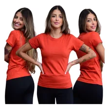 Kit 3 Camiseta Manga Curta Feminina Basica Camisa Algodão