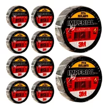 Kit 10 Rolos Fita Isolante 3m Imperial 18mm X 5 Metros Preta