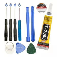 Kit P/ Celular Reparo Touch + Cola 15ml Preta T7000 Fixação