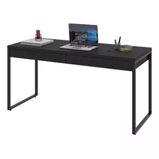 Mesa Para Escritório Estilo Industrial 1,50x0,60 C/2 Gavetas Cor Preto Onix