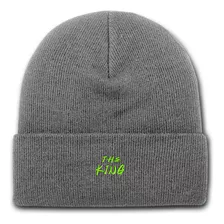 Gorro Lana Rocky Gris Bordado The King El Rey Verde Fluor