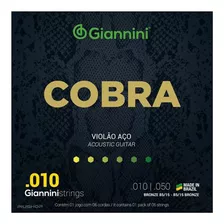 Encordoamento Giannini Cobra Violao Aco 85/15 010-050 Geefle