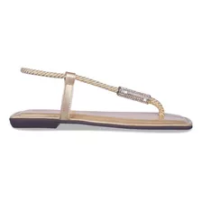 Sandalia Feminina Rasteira Baixa Conforto Strass A7.18 Full