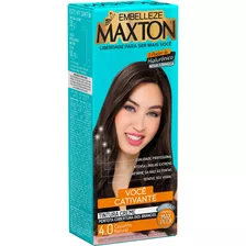 Kit Tinte Maxton Tintura Creme Tom 4.0 Castanho Natural Para Cabelo