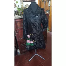 Saco Tapado Desigual 38 Va S O M Negro Tapicería Cuello Alto