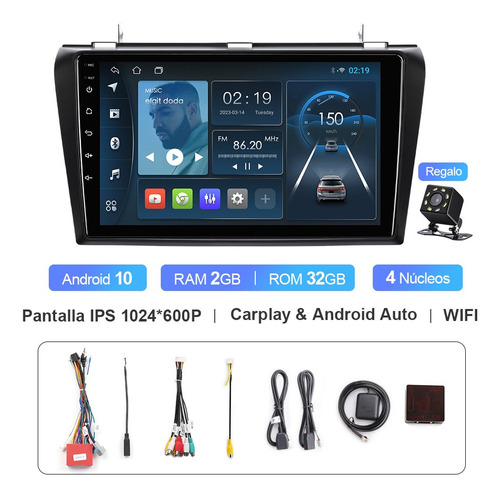 Isudar Radio 2+32g Carplay Para Mazda 3 2004-2009 Gps Fm Bt Foto 2