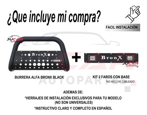 Burrera Alfa Bronx Black 2 Faros Ford  Ranger 2013 -2022 Foto 8