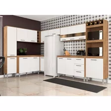 Cozinha Modulada C/balcão 9 Peças Fiorella Carv/ Off White