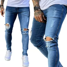 Calça Skinny Rasgada Destroyed Masculina Top De Linha C/ Nfe