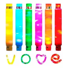 Kit 3 Pop Tube Led Com Luz Puzzle Fidget Toy Anti Estresse Cor Sortidas