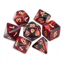 Dados Rpg Com Sete - Vermelho Com Preto C/ N° Dourado