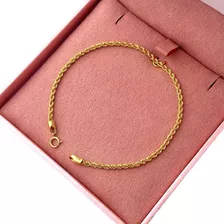 Pulseira Cordão Baiano Bracelete De Ouro 18k 2mm Joalheria Comprimento 18 Cm Cor Dourado