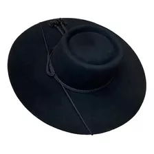 Sombrero De Huaso, Color Negro, Ala Corta 9cm Y Copa 9cm