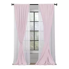 Juego De Cortinas Aline 4 Paños 145x210 En Modo Hogar