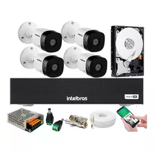 Kit 4 Cameras Intelbras 1120b Dvr 8 Canais Intelbras C/hd Cor Branco