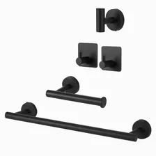 Juego De Accesorios De Baño Juegos De Toalleros, 5pzs Negro