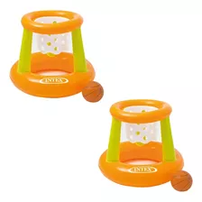 Kit 2 Cestas Basquete Bolas Inflável Flutuante Piscinas Jogo