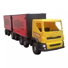 Carreta Bi-trem Carroceria Graneleiro Brinquedo Infantil Cor Baú Amarelo Personagem P.a