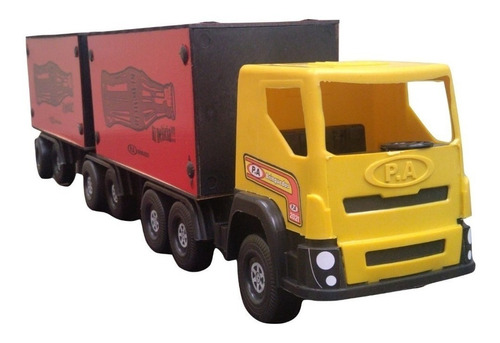 Caminhão Carreta Brinquedo Grande Bitrem 65cm Madeira