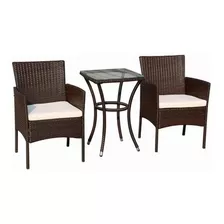 Set Jardín Bistro Rattan Exterior 3 Piezas Calidad Premium