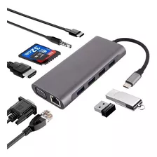 Hub Convertidor Adaptador Tipo C 11 En 1 Usb Hdmi Macbook Pc