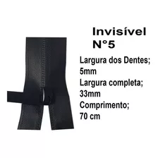 Zíper Para Jaquetas, Bolsas Extra Forte Cor Preto Invertido 70cm Cod X42