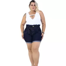 Shor Jeans Plus Size Com Lycra Cintura Alta Com Elástico