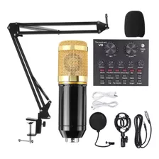 Kit Micrófono Profesional De Condensador + Tarjeta Sonido V8