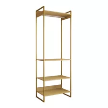 Closet Industrial Ferro Dourado Com Cabideiro Expositor