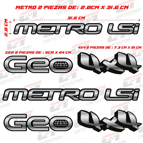 Stickers Calcomana Kit Pack Geo Metro 4x4 Lsi Vinil Relieve Foto 2