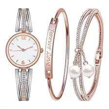 La Ra Libre De Grabado Gift Set-rhinestone Del Reloj De