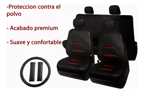 Fundas Tacto-piel Costuras Rojas Ford Ecosport 2004-2019 Foto 2