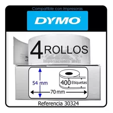 4 Rollos Etiquetas Adhesivas Para Dymo 450 Ref 30324 70x54m