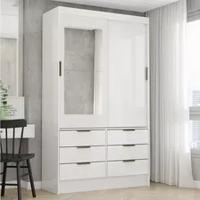 Guarda Roupa Sevilha 2 Portas Correr Espelho Carioca Móveis Cor Branco