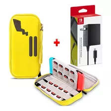 Pack Estuche Para Nintendo Switch Y Oled Pikachu + Cargador