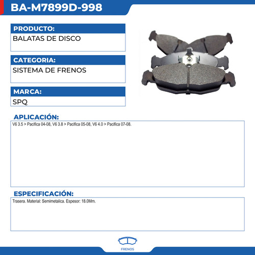 Balatas De Disco Chrysler Pacifica 2004-2008 Foto 2