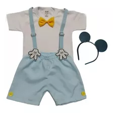 Roupa De Bebê - Conjunto Body Mesversário Mickey Baby Azul 