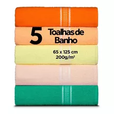 Kit C/ 5 Toalhas De Banho - 65cm X 1,25m ( 270gm² ) Atacado