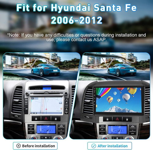 Radio Estreo De Coche Doble Din Android Para Hyundai Santa  Foto 2