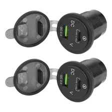 2 Adaptadores De Cargador Usb Dual Con Voltímetro Led Waterp