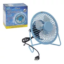 Mini Ventilador De Mesa Usb Western Azul Calor Abafado