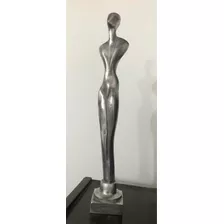 Antigua Figura Escultura En Aluminio Mujer Minimalista