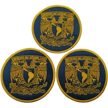 3 Parches Bordados Del Escudo O Logo De La Unam (azul Y Oro)