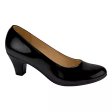 Zapatilla Cerrado Tacon Bajo Shosh Negro Para Mujer 2551