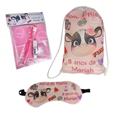 5 Kits Mochila + Máscara Dormir + Kit Higiene Festa Pijama