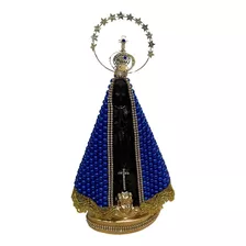 Nossa Senhora Aparecida Perola Azul 30cm Coroa Folheada
