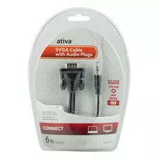 Ativa® Cable De Video Vga/svga De 6 Pies Mas Audio, Negro