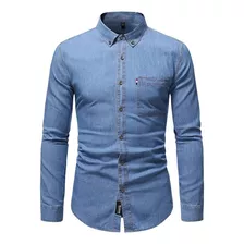 Camisa Masculina De Design Jeans Com Botões Age Camisa Cowb